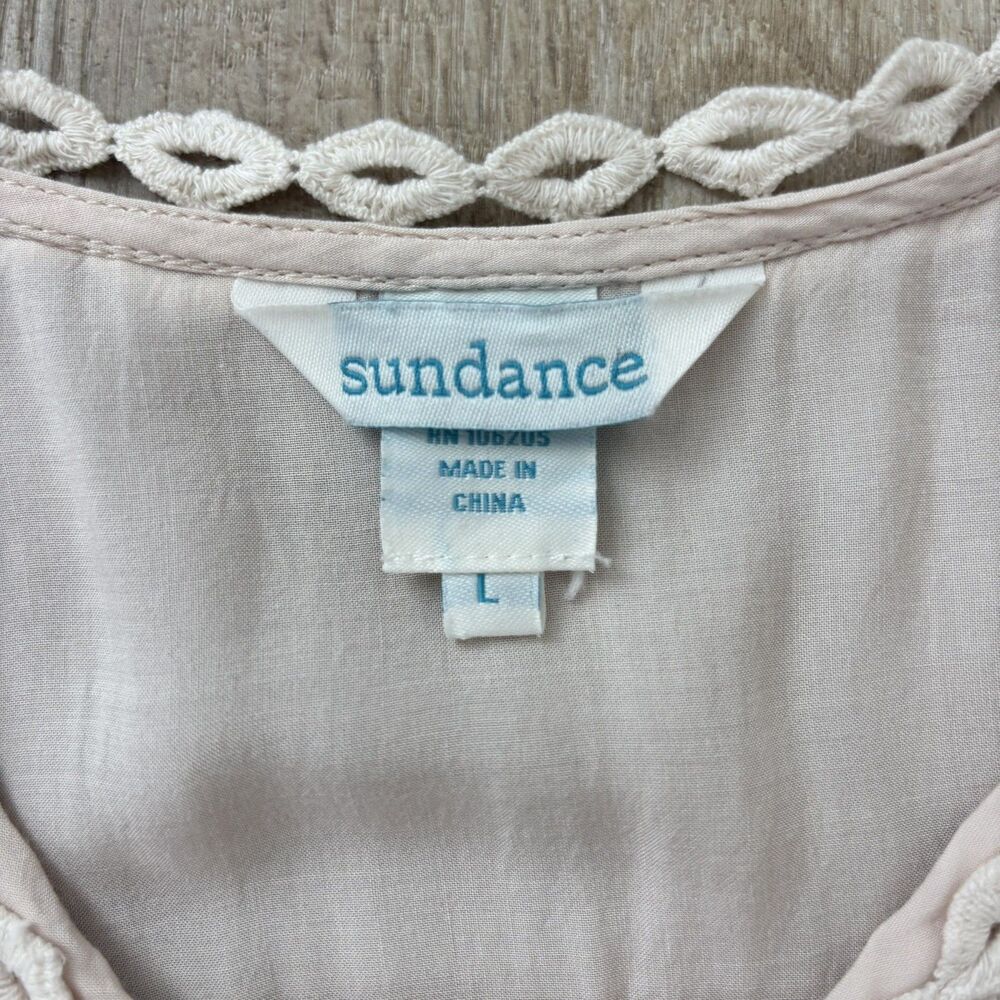 Sundance Womens Cream Blush Crochet Blouse Size L Flowy Boho Beach Peasant Gypsy - Picture 5 of 13